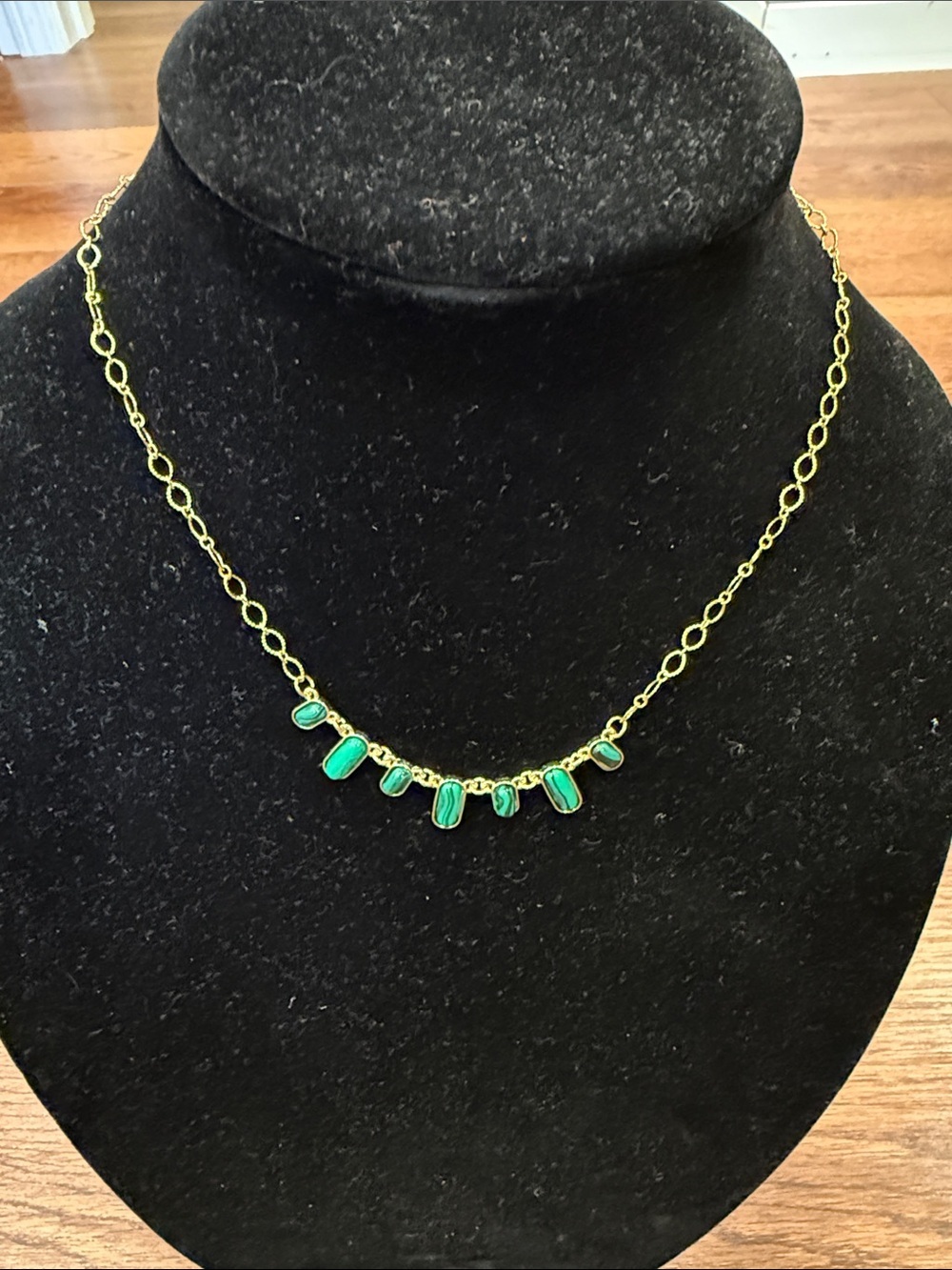 Plunder Gold-Tone Necklace with Green Cabochons - Picture 3 of 7
